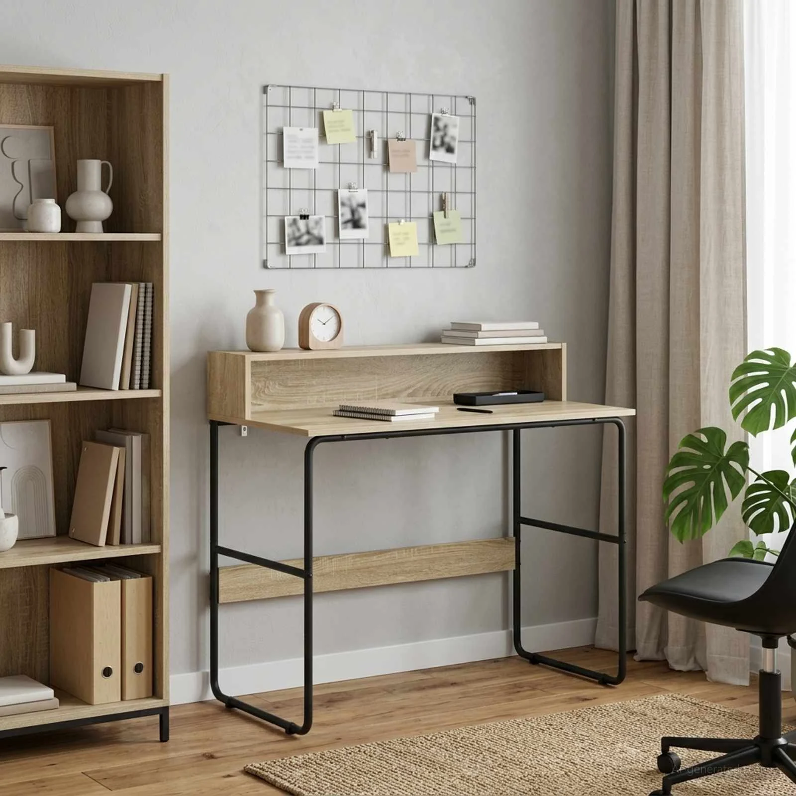 Bureau avec rangement 100 x 50 x 91 cm chêne sonoma bois d'ingénierie – vue d’ensemble