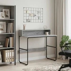 Bureau avec rangement 100 x 50 x 91 cm sonoma gris bois d'ingénierie – vue d’ensemble