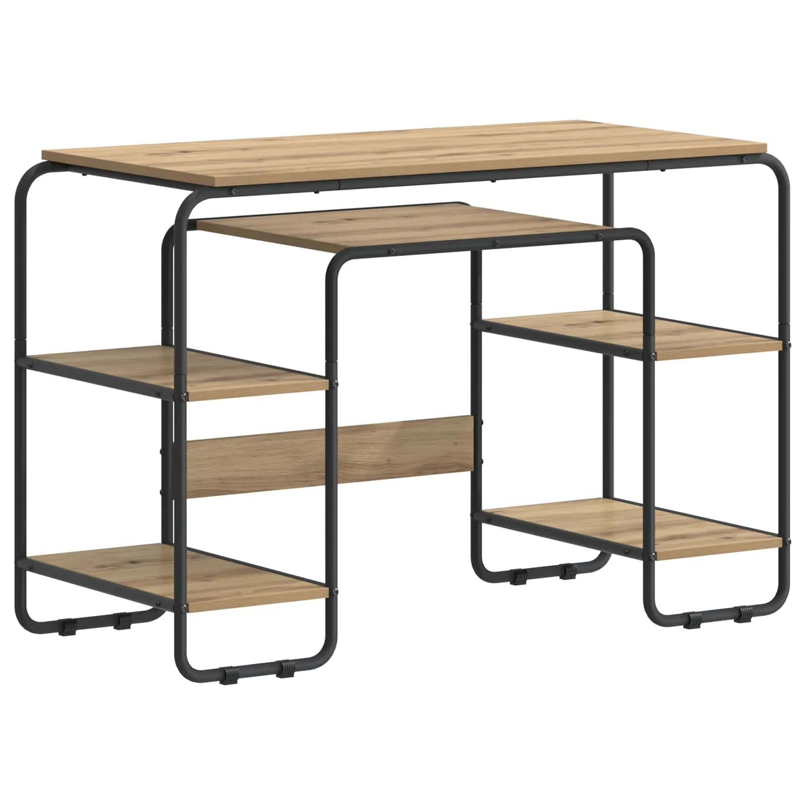 Bureau avec rangement 113,5 x 52 x 75,5 cm chêne artisanal bois d'ingénierie – vue de côté