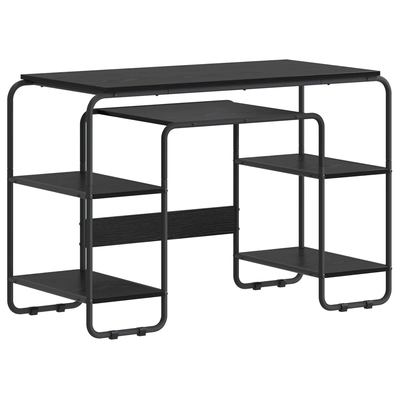 Bureau avec rangement 113,5 x 52 x 75,5 cm chêne noir bois d'ingénierie – vue de côté
