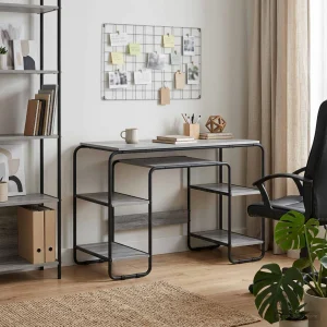 Bureau avec rangement 113,5 x 52 x 75,5 cm sonoma gris bois d'ingénierie – vue d’ensemble