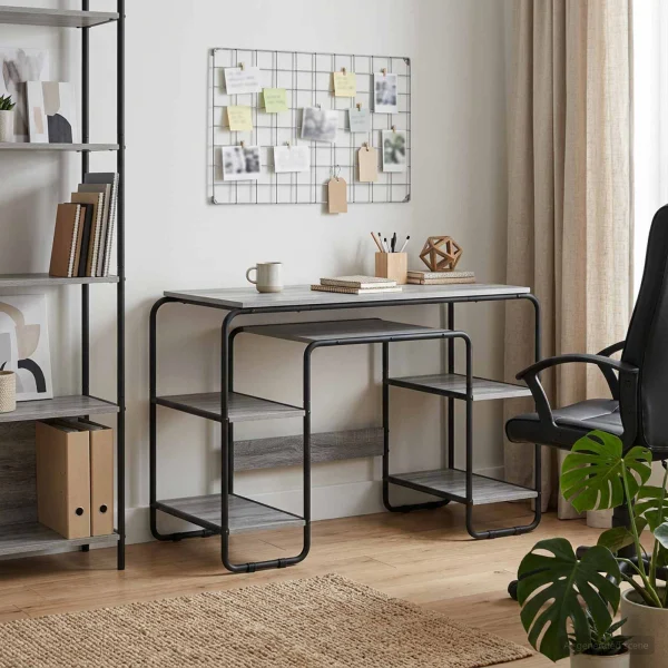 Bureau avec rangement 113,5 x 52 x 75,5 cm sonoma gris bois d'ingénierie – vue d’ensemble