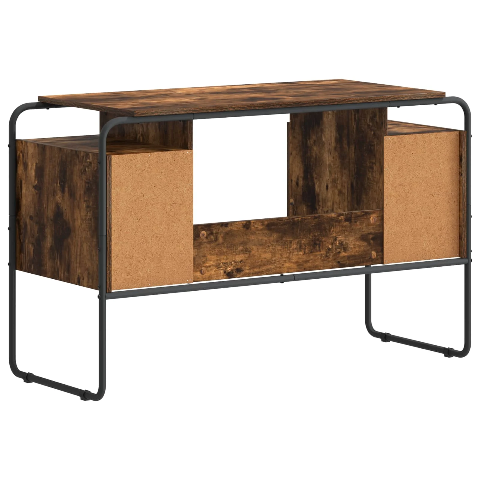 Bureau avec rangement 120 x 50,5 x 75,5 cm chêne fumé bois d'ingénierie – vue de dos