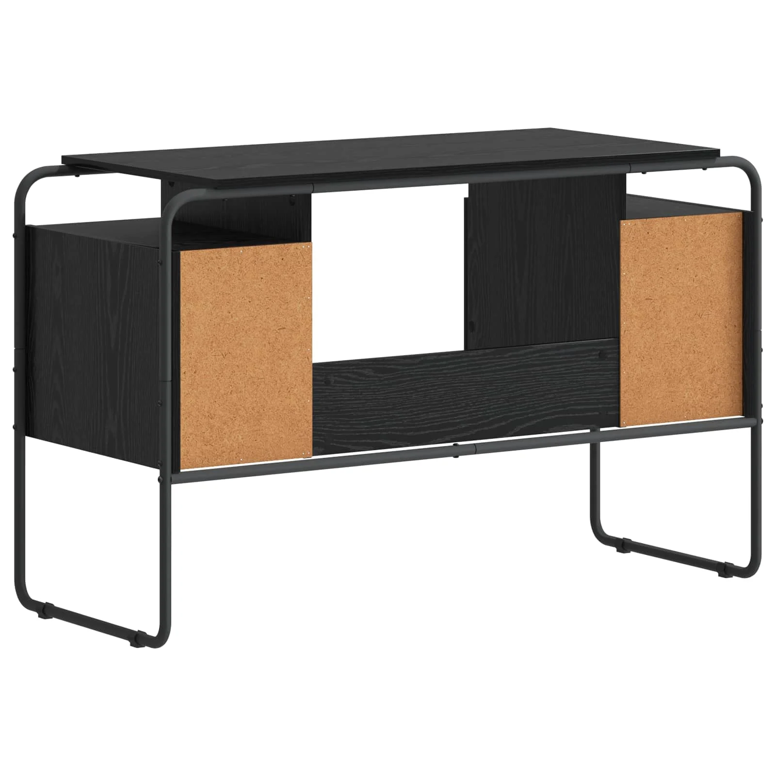 Bureau avec rangement 120 x 50,5 x 75,5 cm chêne noir bois d'ingénierie – vue de dos