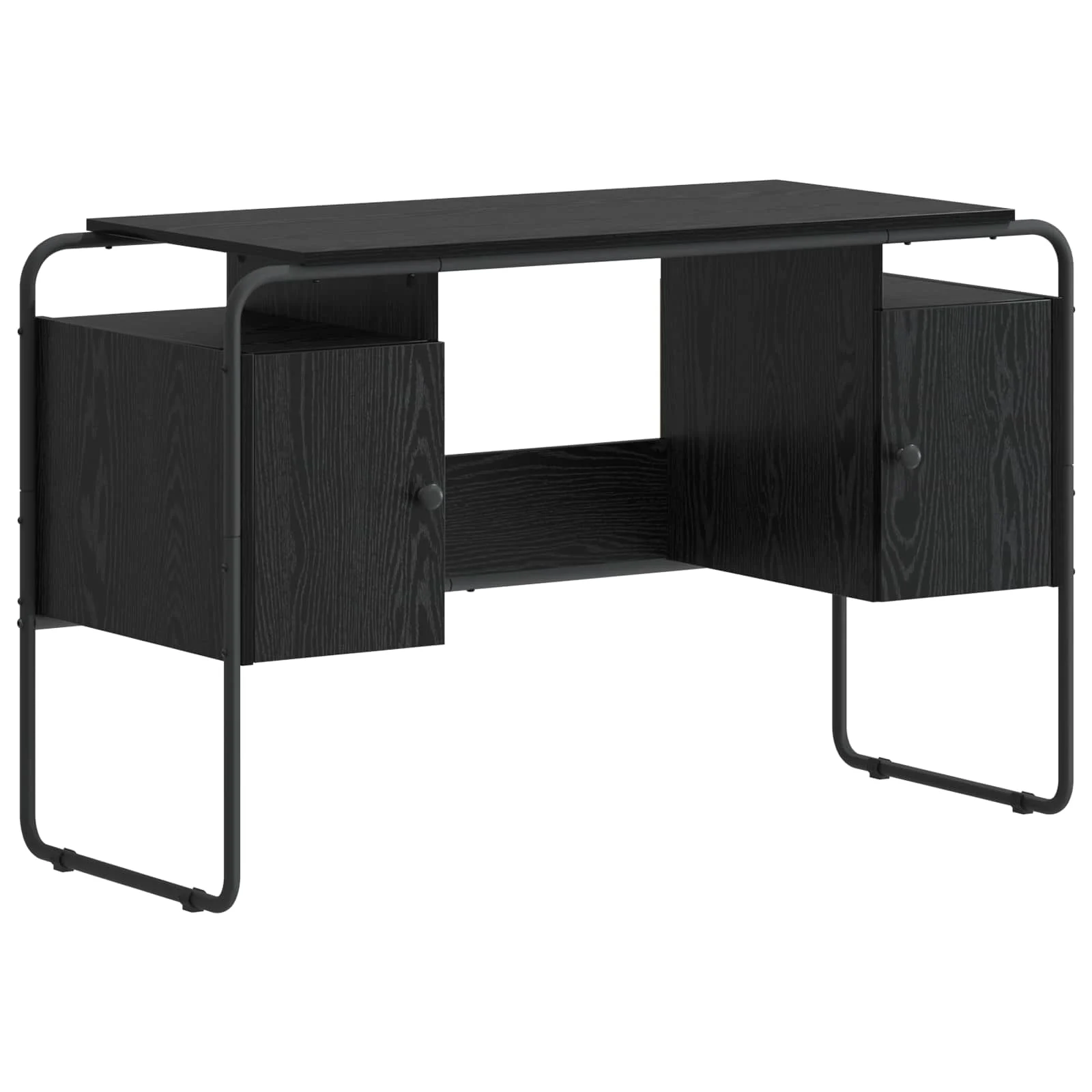 Bureau avec rangement 120 x 50,5 x 75,5 cm chêne noir bois d'ingénierie – vue de côté