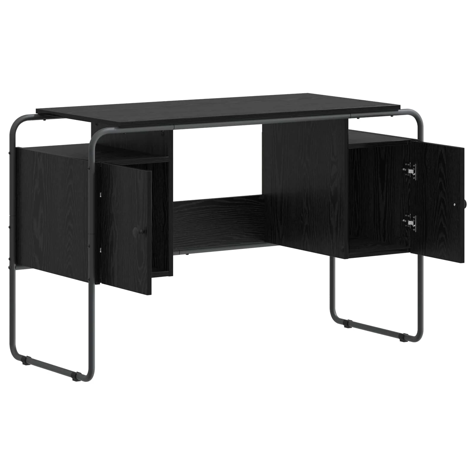 Bureau avec rangement 120 x 50,5 x 75,5 cm chêne noir bois d'ingénierie – vue de détail