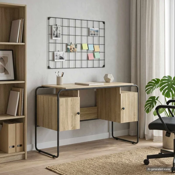 Bureau avec rangement 120 x 50,5 x 75,5 cm chêne sonoma bois d'ingénierie – vue d’ensemble