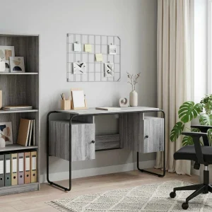 Bureau avec rangement 120 x 50,5 x 75,5 cm sonoma gris bois d'ingénierie – vue d’ensemble