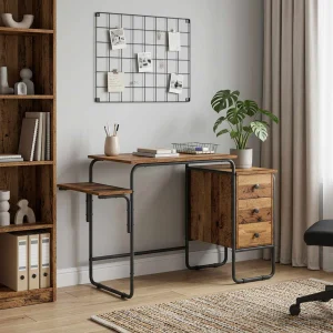 Bureau avec rangement 120 x 50 x 75 cm bois ancien bois d'ingénierie – vue d’ensemble