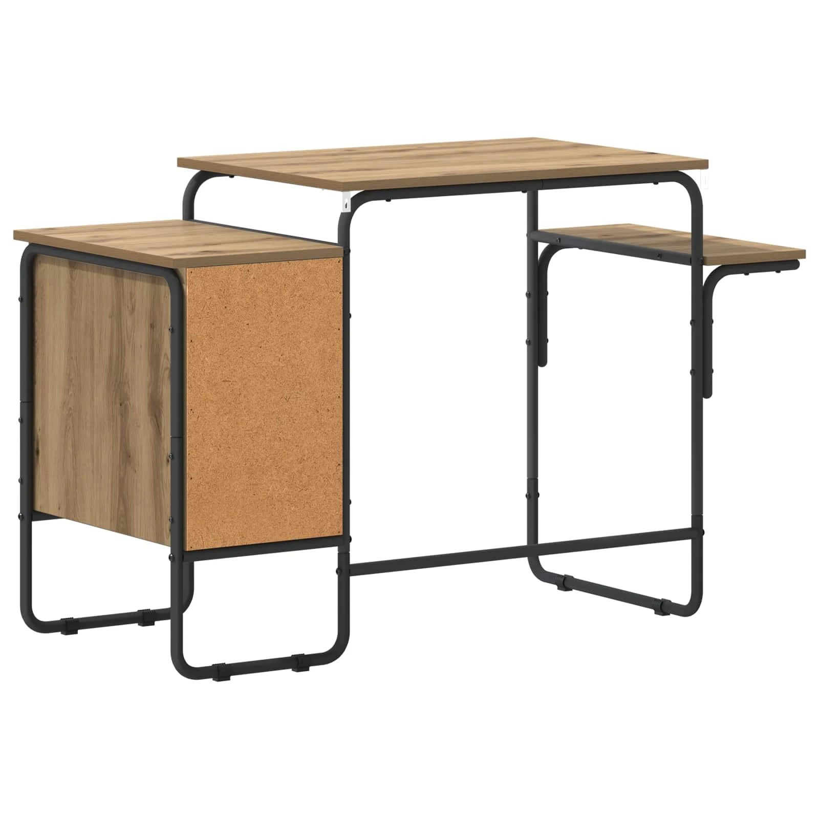 Bureau avec rangement 120 x 50 x 75 cm chêne artisanal bois d'ingénierie – vue de dos