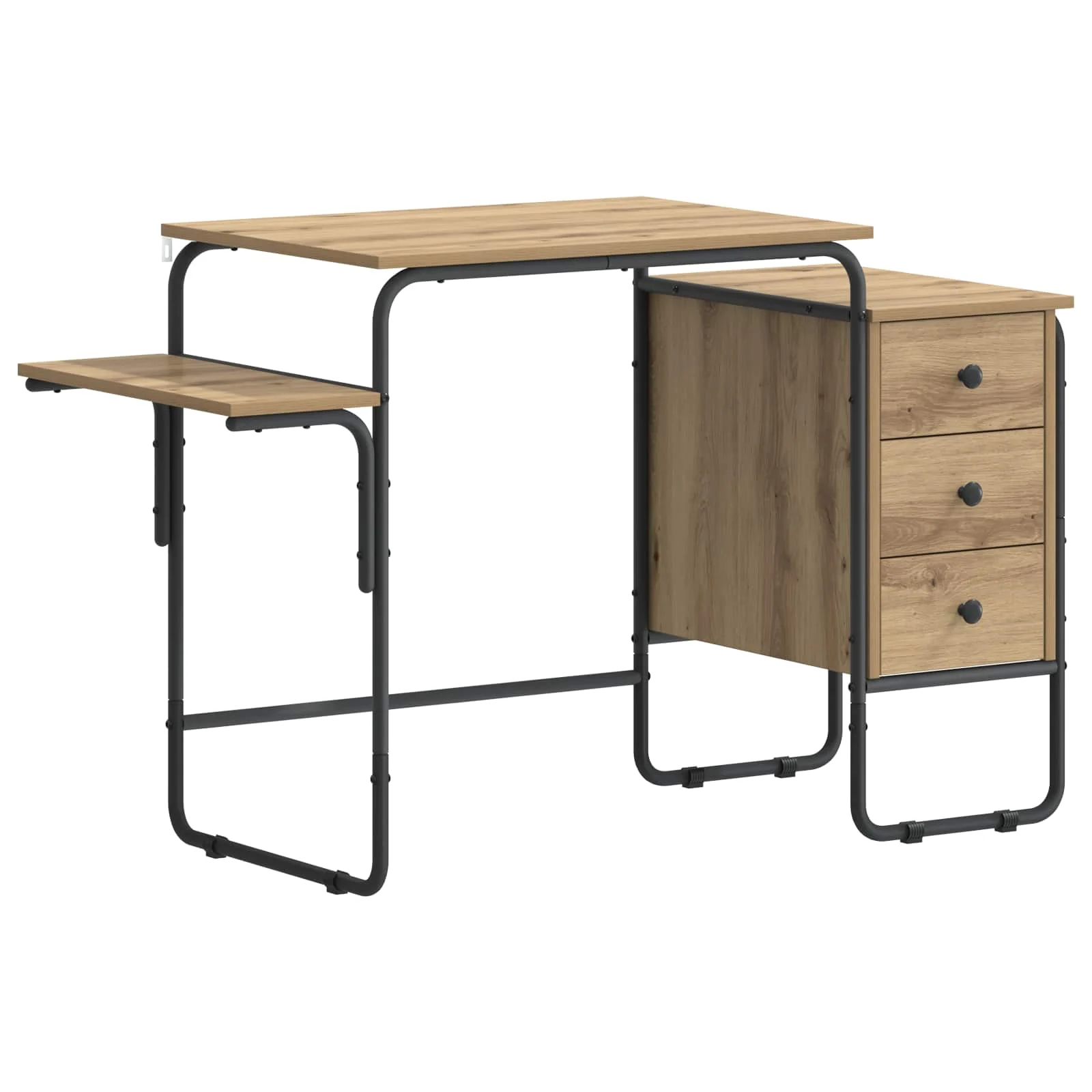 Bureau avec rangement 120 x 50 x 75 cm chêne artisanal bois d'ingénierie – vue de côté