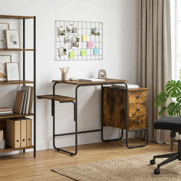 Bureau avec rangement 120 x 50 x 75 cm chêne fumé bois d'ingénierie – vue d’ensemble
