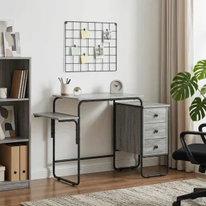 Bureau avec rangement 120 x 50 x 75 cm sonoma gris bois d'ingénierie – vue d’ensemble