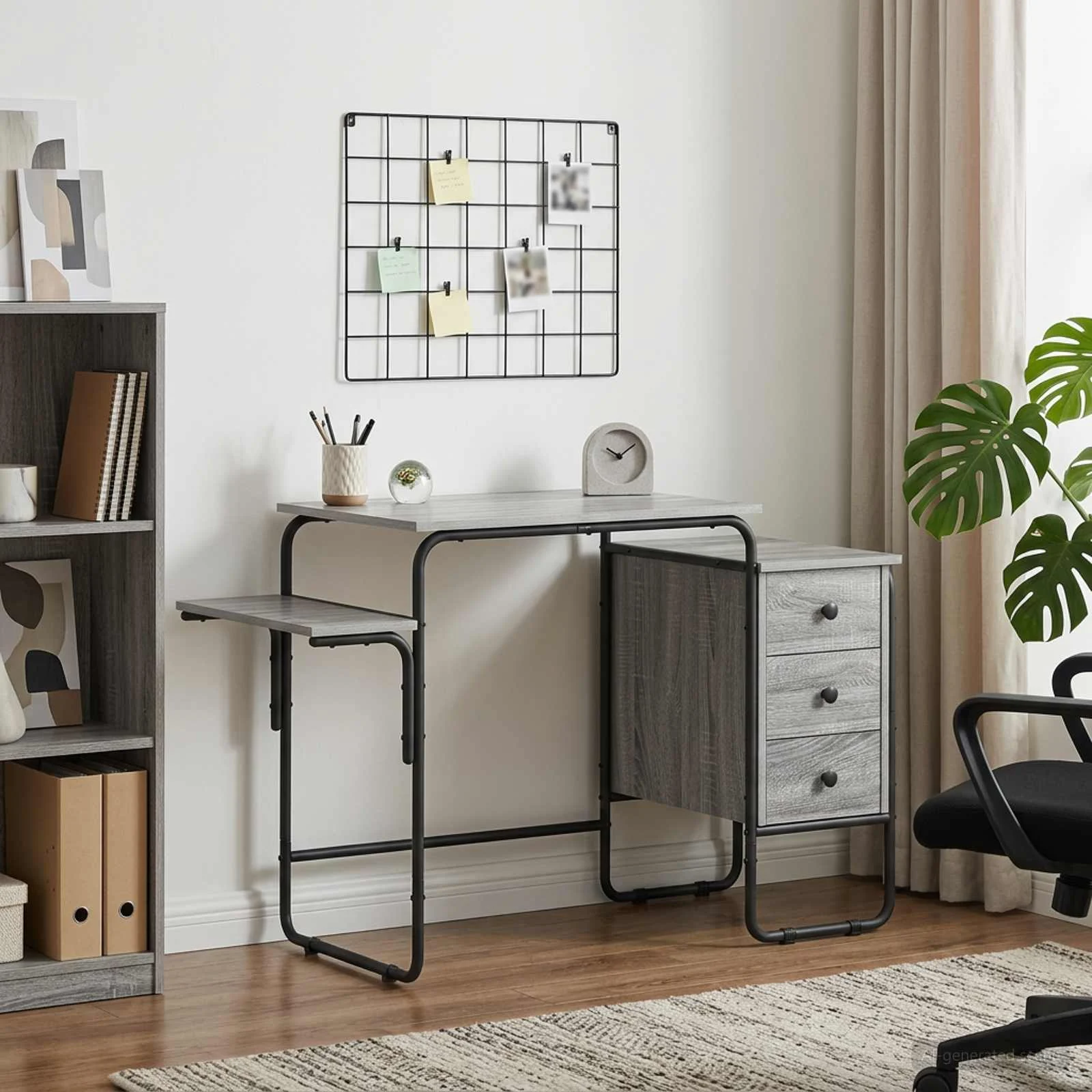 Bureau avec rangement 120 x 50 x 75 cm sonoma gris bois d'ingénierie – vue d’ensemble