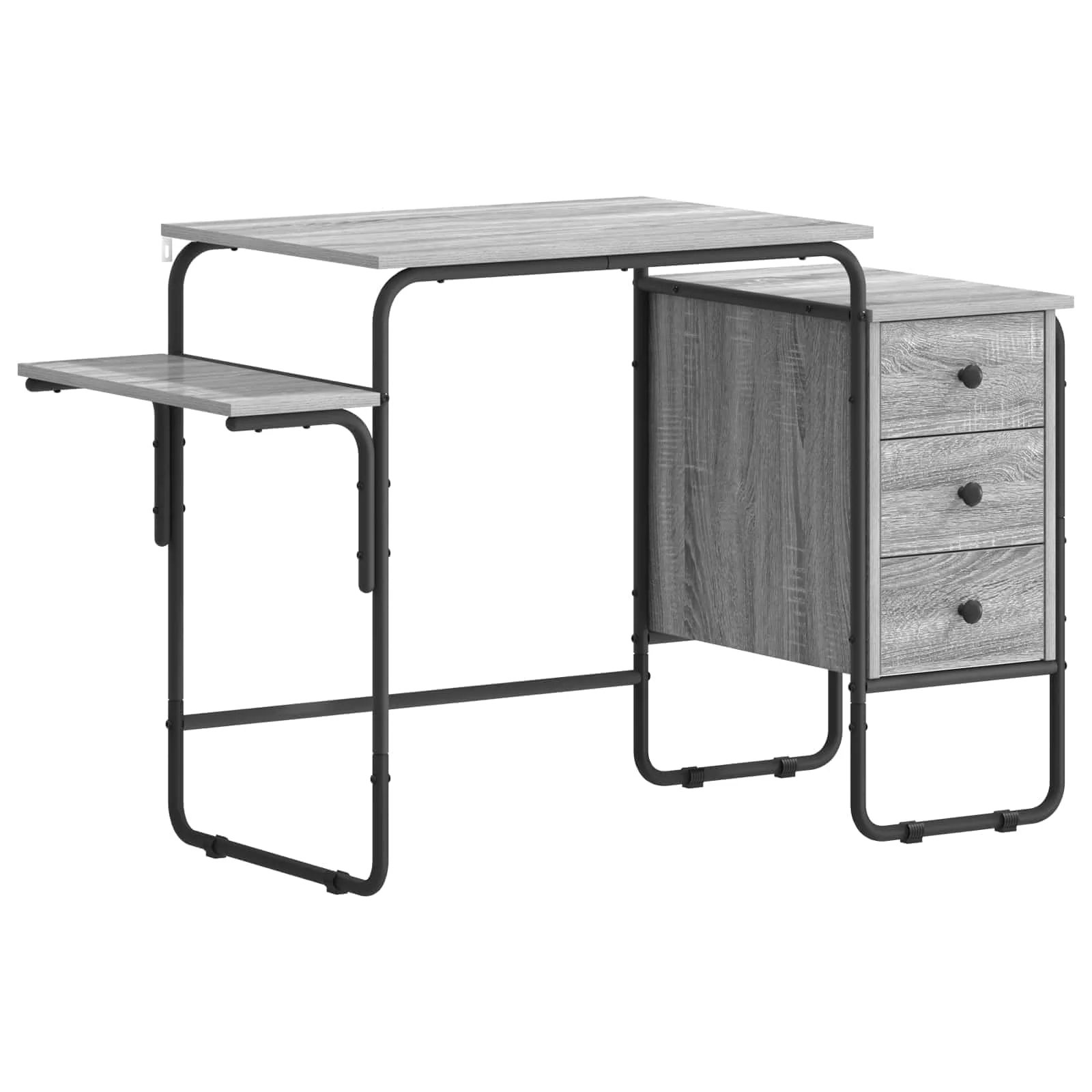 Bureau avec rangement 120 x 50 x 75 cm sonoma gris bois d'ingénierie – vue de côté