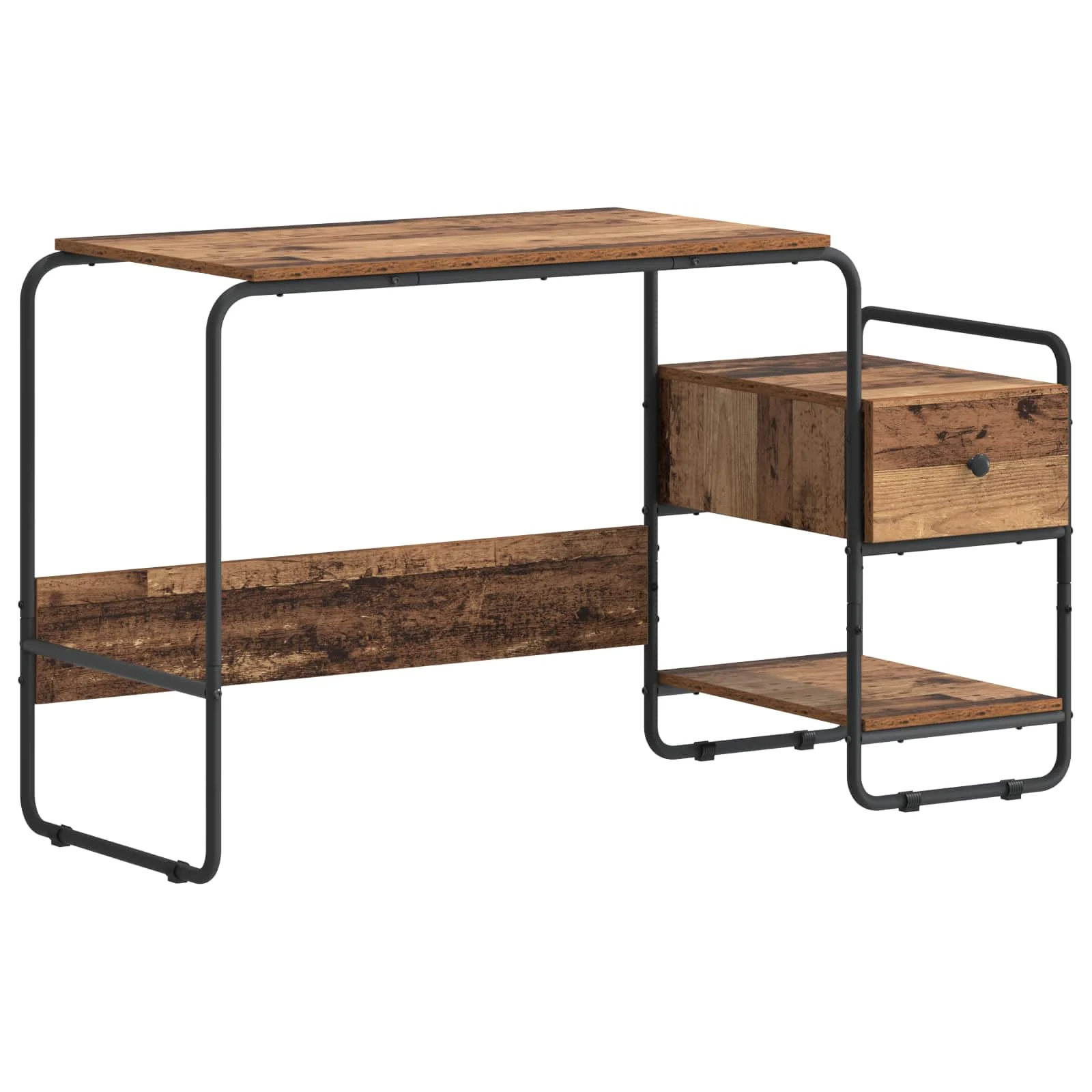 Bureau avec rangement 131,5 x 50 x 75,5 cm bois ancien bois d'ingénierie – vue de côté