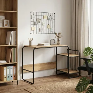 Bureau avec rangement 131,5 x 50 x 75,5 cm chêne artisanal bois d'ingénierie – modèle 2 – vue d’ensemble