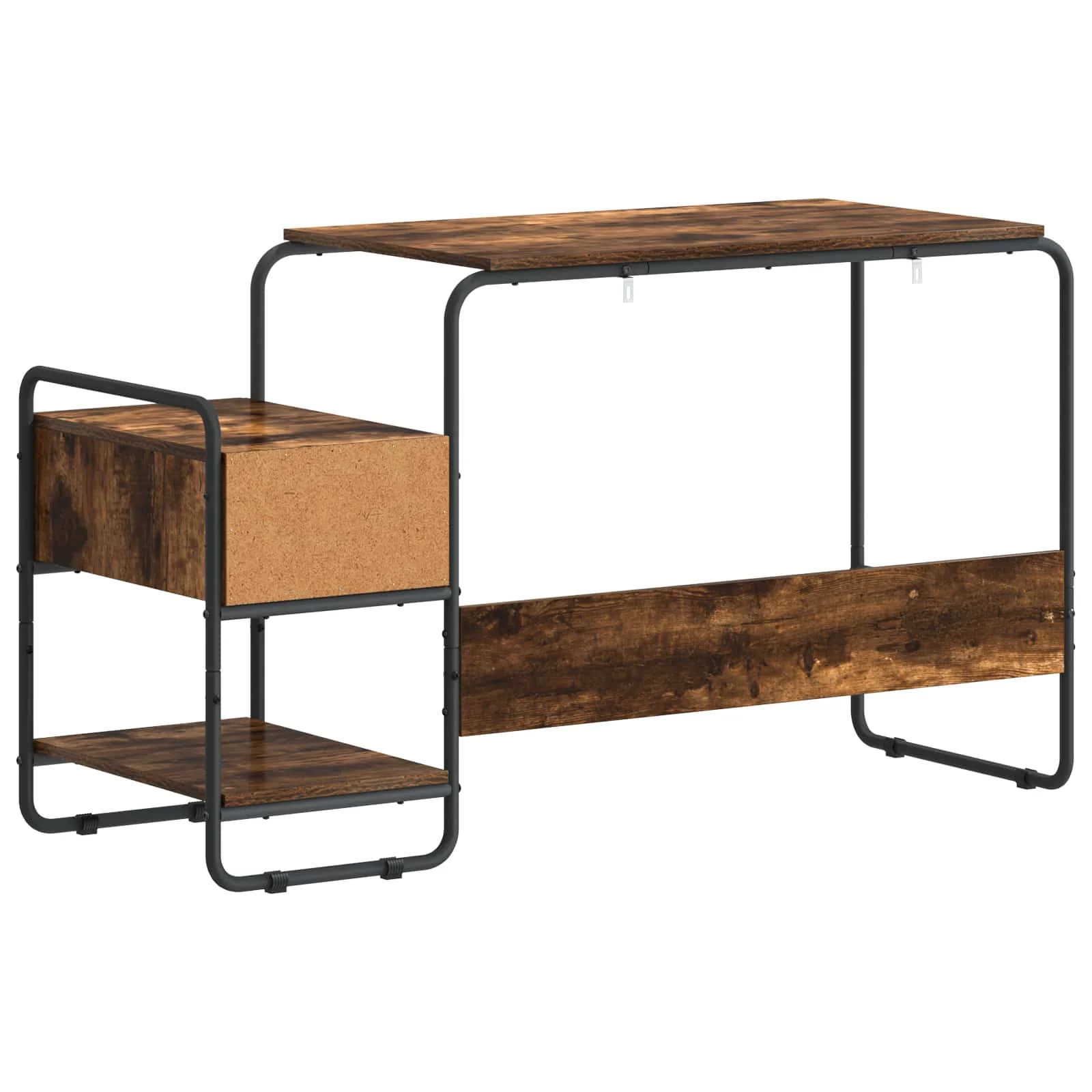 Bureau avec rangement 131,5 x 50 x 75,5 cm chêne fumé bois d'ingénierie – vue de dos