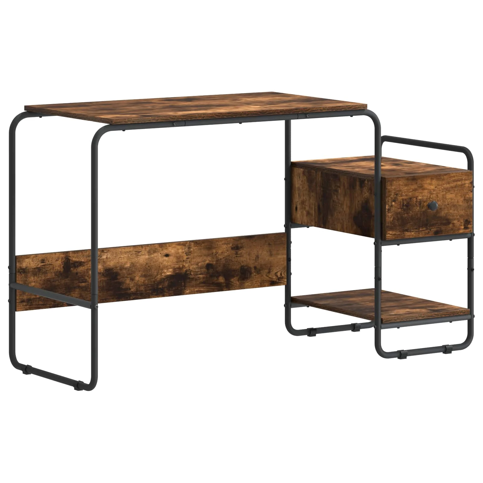 Bureau avec rangement 131,5 x 50 x 75,5 cm chêne fumé bois d'ingénierie – vue de côté