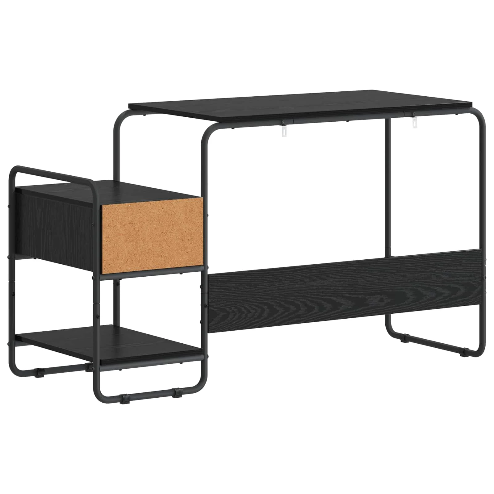 Bureau avec rangement 131,5 x 50 x 75,5 cm chêne noir bois d'ingénierie – vue de dos