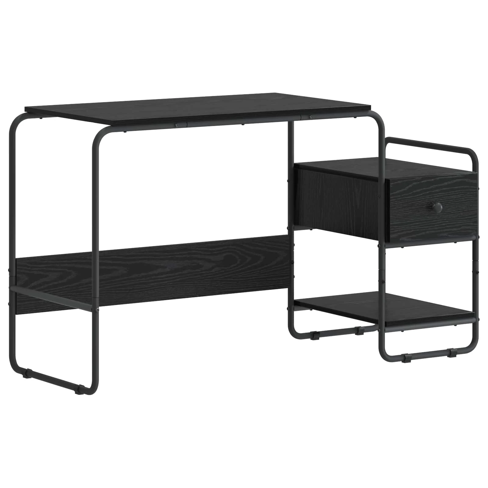 Bureau avec rangement 131,5 x 50 x 75,5 cm chêne noir bois d'ingénierie – vue de côté