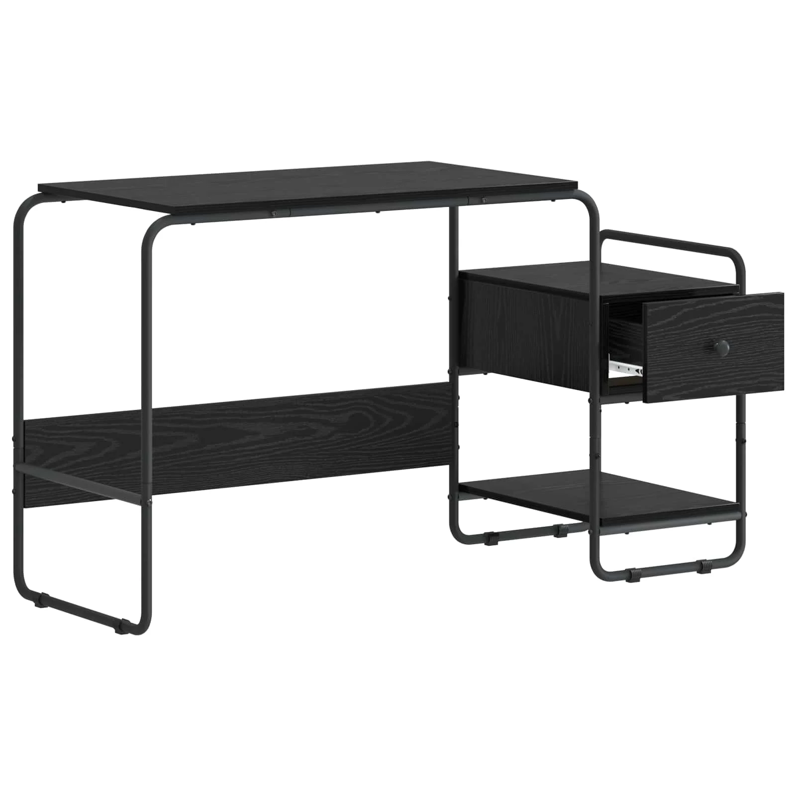 Bureau avec rangement 131,5 x 50 x 75,5 cm chêne noir bois d'ingénierie – vue de détail