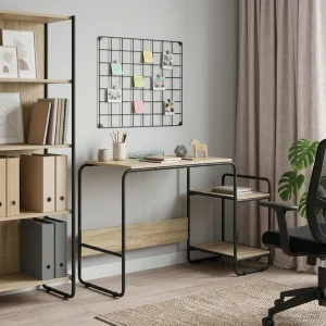 Bureau avec rangement 131,5 x 50 x 75,5 cm chêne sonoma bois d'ingénierie – modèle 2 – vue d’ensemble