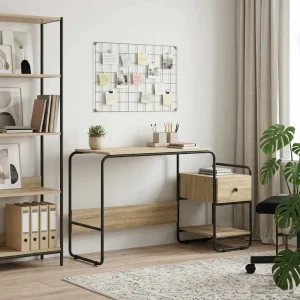 Bureau avec rangement 131,5 x 50 x 75,5 cm chêne sonoma bois d'ingénierie – vue d’ensemble