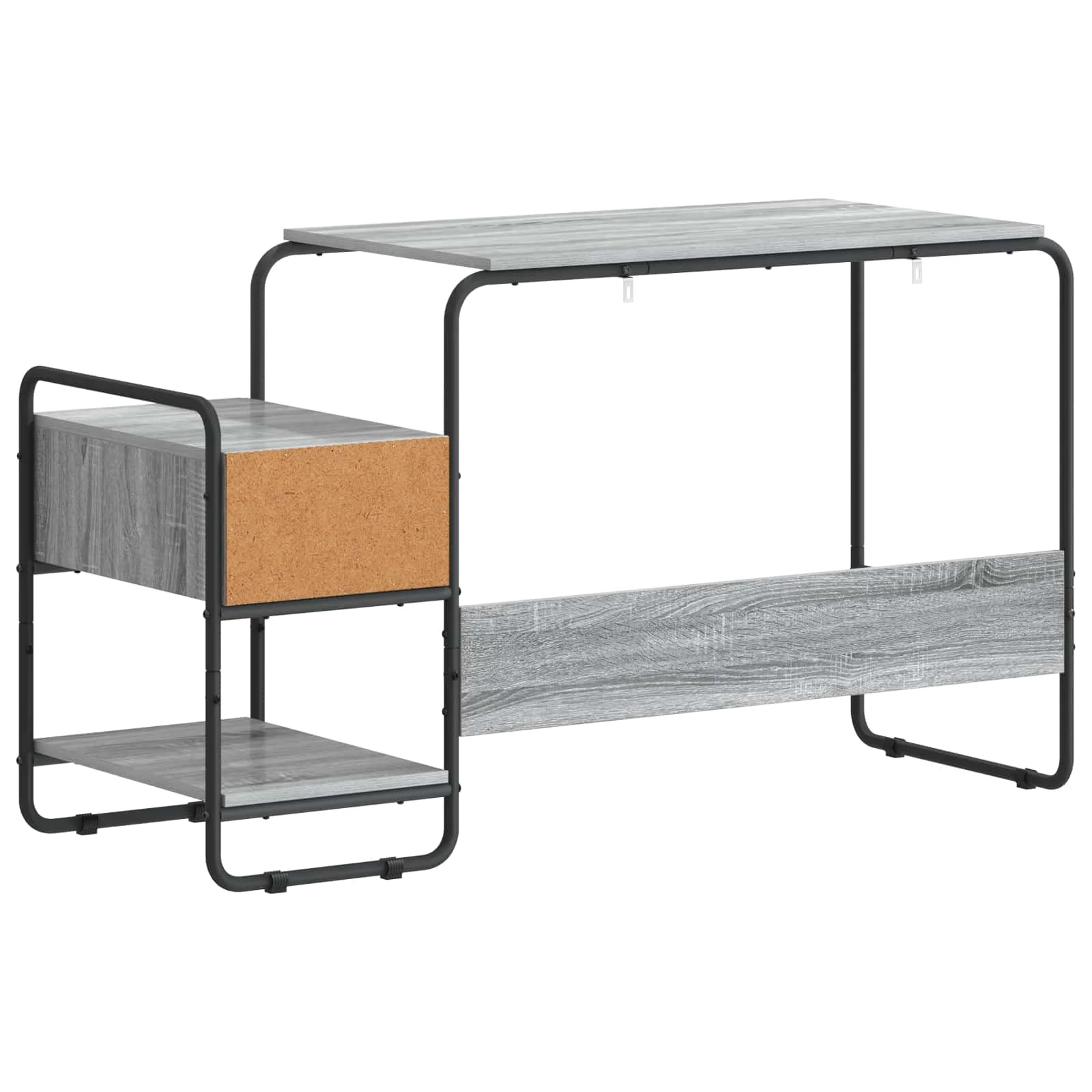 Bureau avec rangement 131,5 x 50 x 75,5 cm sonoma gris bois d'ingénierie – vue de dos