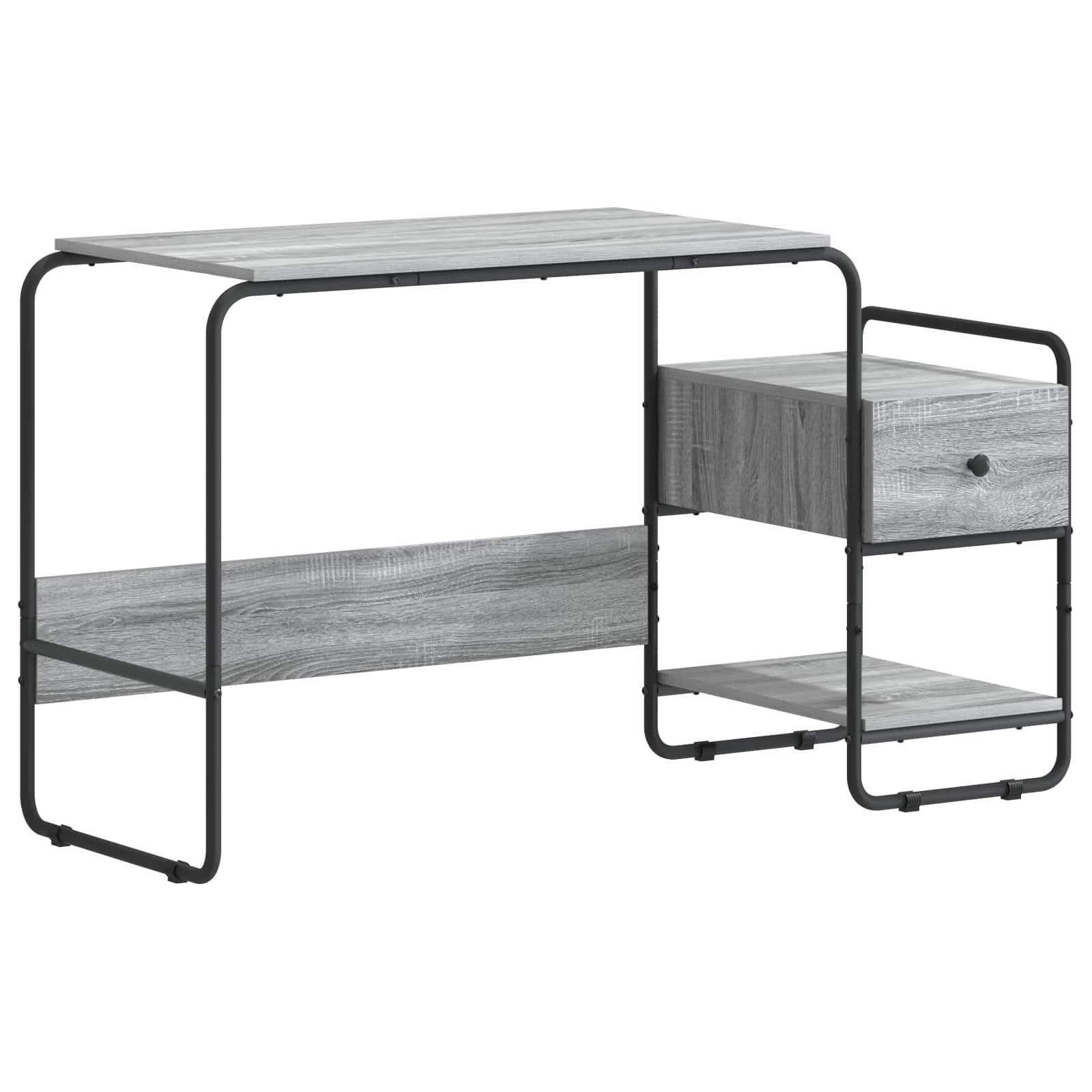 Bureau avec rangement 131,5 x 50 x 75,5 cm sonoma gris bois d'ingénierie – vue de côté