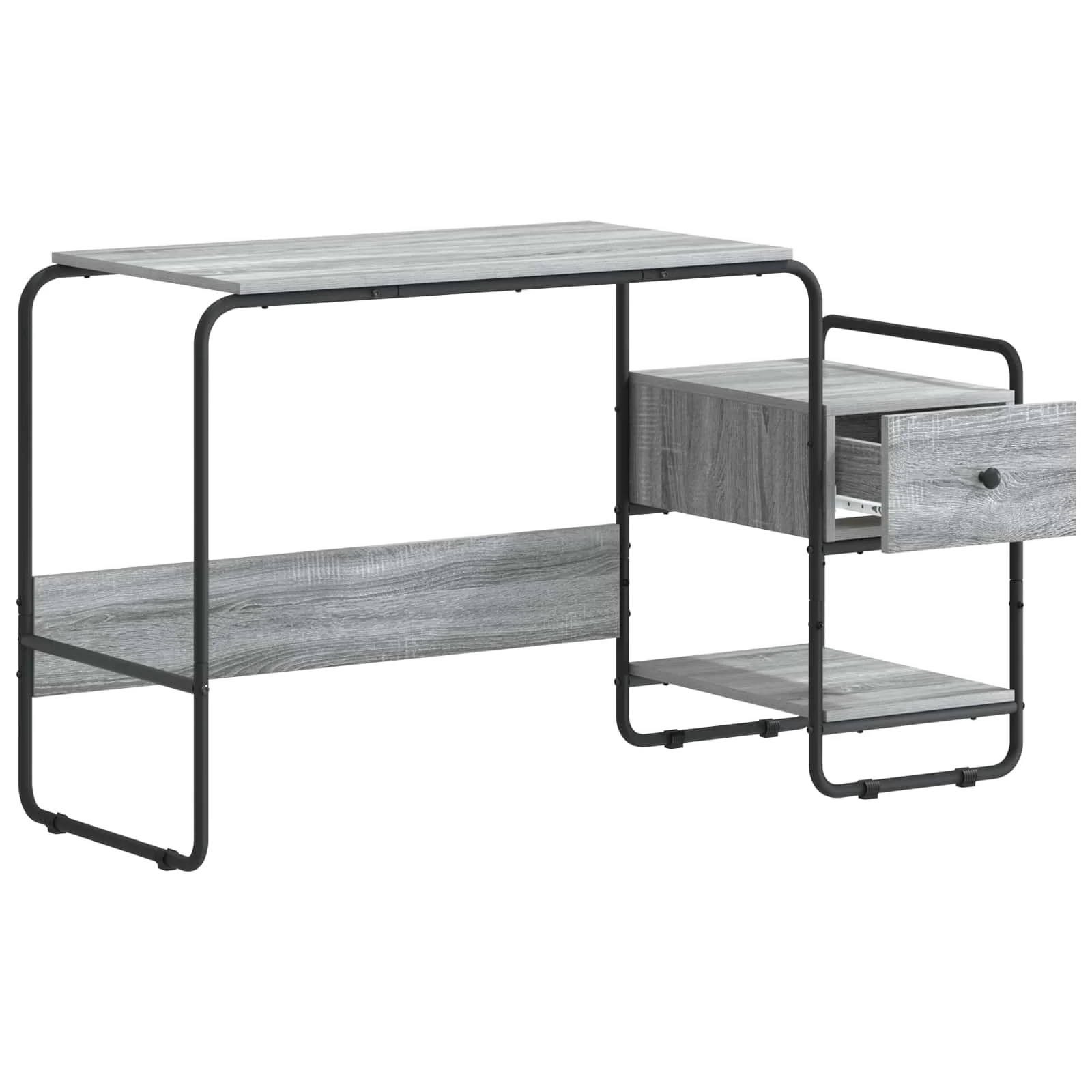 Bureau avec rangement 131,5 x 50 x 75,5 cm sonoma gris bois d'ingénierie – vue de détail