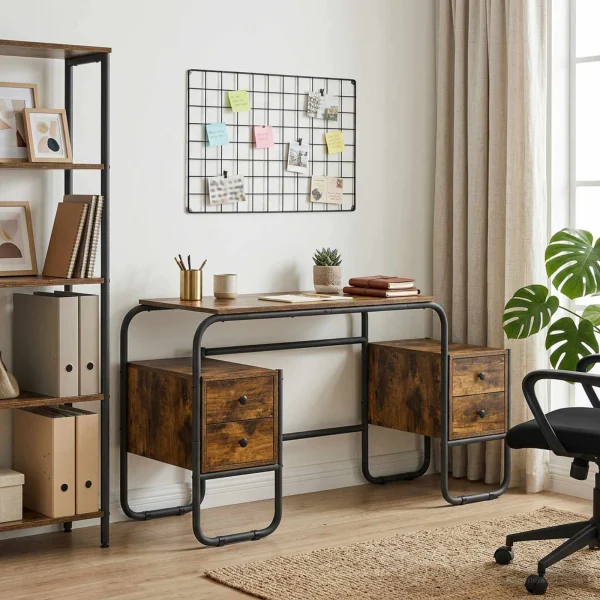 Bureau avec rangement 145 x 50 x 75 cm chêne fumé bois d'ingénierie – vue d’ensemble
