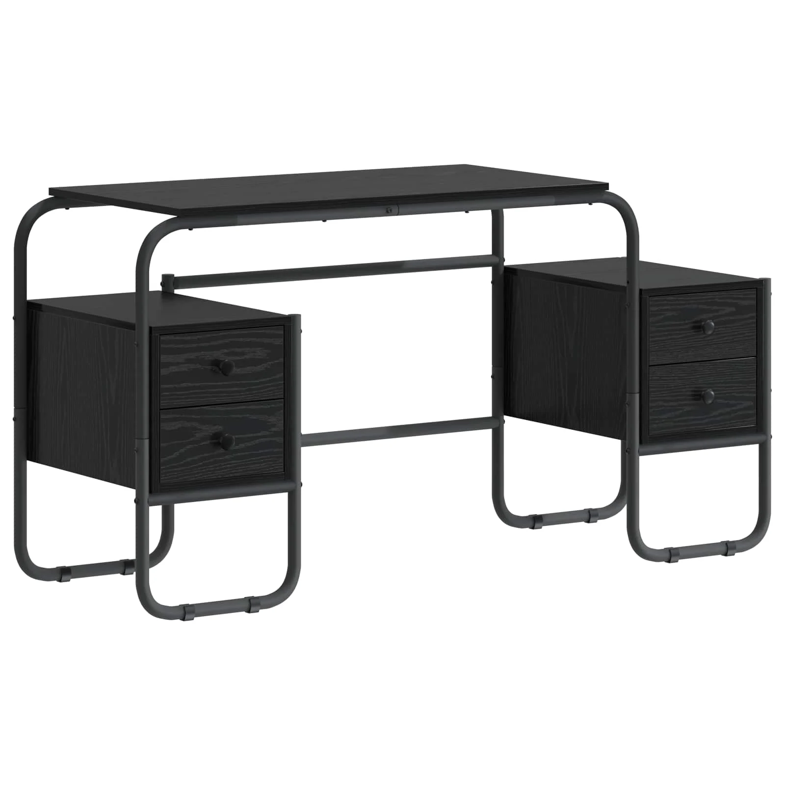 Bureau avec rangement 145 x 50 x 75 cm chêne noir bois d'ingénierie – vue de côté