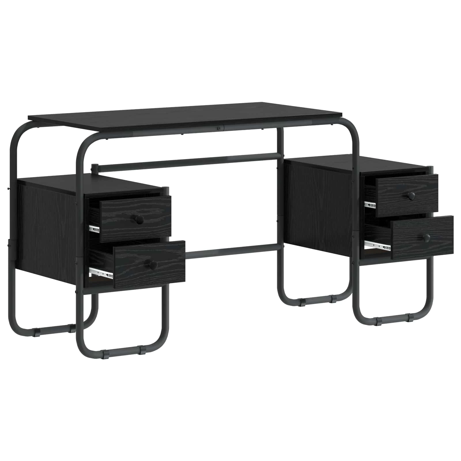 Bureau avec rangement 145 x 50 x 75 cm chêne noir bois d'ingénierie – vue de détail