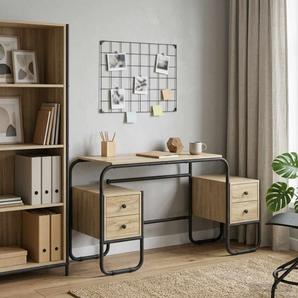 Bureau avec rangement 145 x 50 x 75 cm chêne sonoma bois d'ingénierie – vue d’ensemble