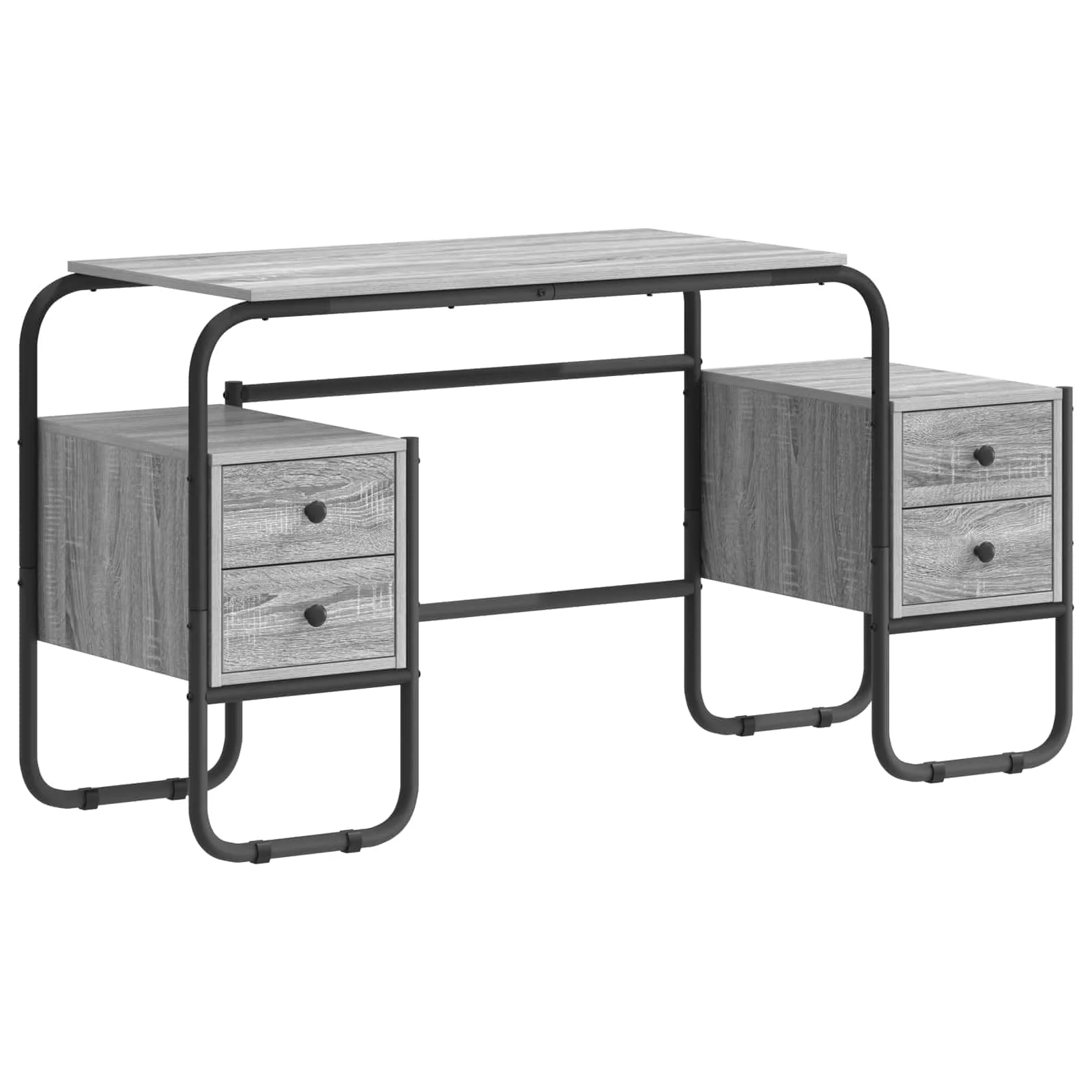 Bureau avec rangement 145 x 50 x 75 cm sonoma gris bois d'ingénierie – vue de côté