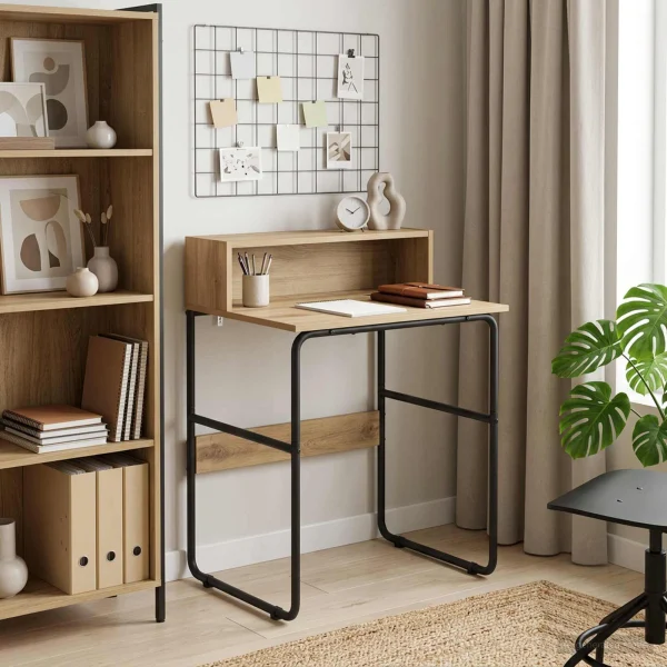 Bureau avec rangement 60 x 50 x 91 cm chêne artisanal bois d'ingénierie – vue d’ensemble