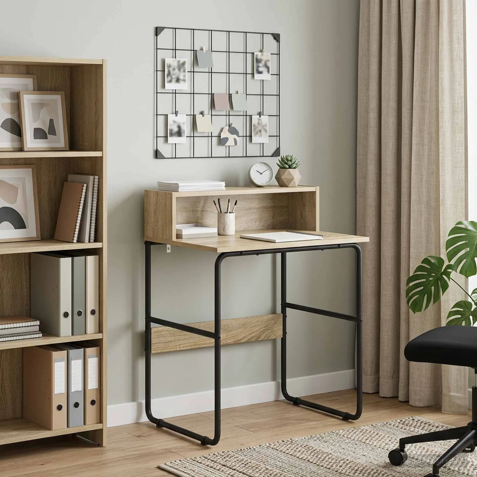 Bureau avec rangement 60 x 50 x 91 cm chêne sonoma bois d'ingénierie – vue d’ensemble