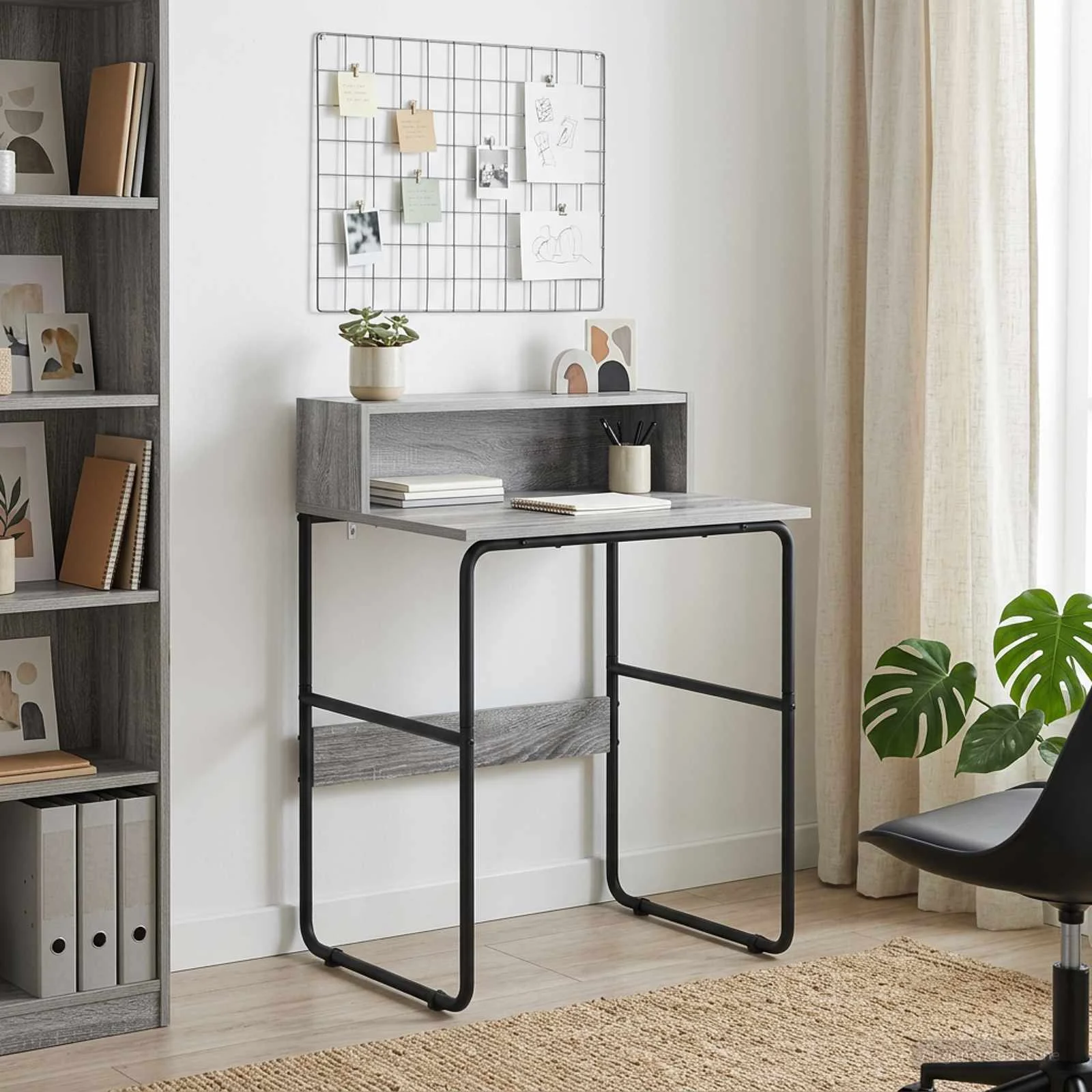 Bureau avec rangement 60 x 50 x 91 cm sonoma gris bois d'ingénierie – vue d’ensemble