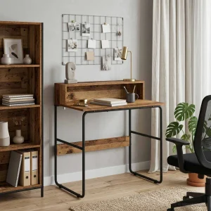 Bureau avec rangement 80 x 50 x 91 cm bois ancien bois d'ingénierie – vue d’ensemble