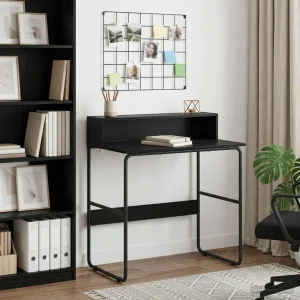 Bureau avec rangement 80 x 50 x 91 cm chêne noir bois d'ingénierie – vue d’ensemble