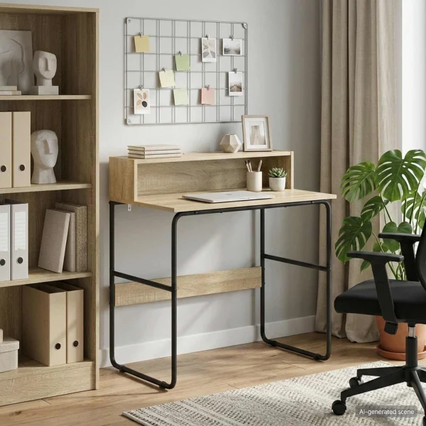 Bureau avec rangement 80 x 50 x 91 cm chêne sonoma bois d'ingénierie – vue d’ensemble