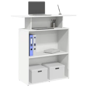 Bureau de réception 100 x 40 x 104 cm blanc bois d'ingénierie – vue d’ensemble