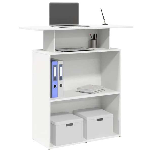 Bureau de réception 100 x 40 x 104 cm blanc bois d'ingénierie – vue d’ensemble