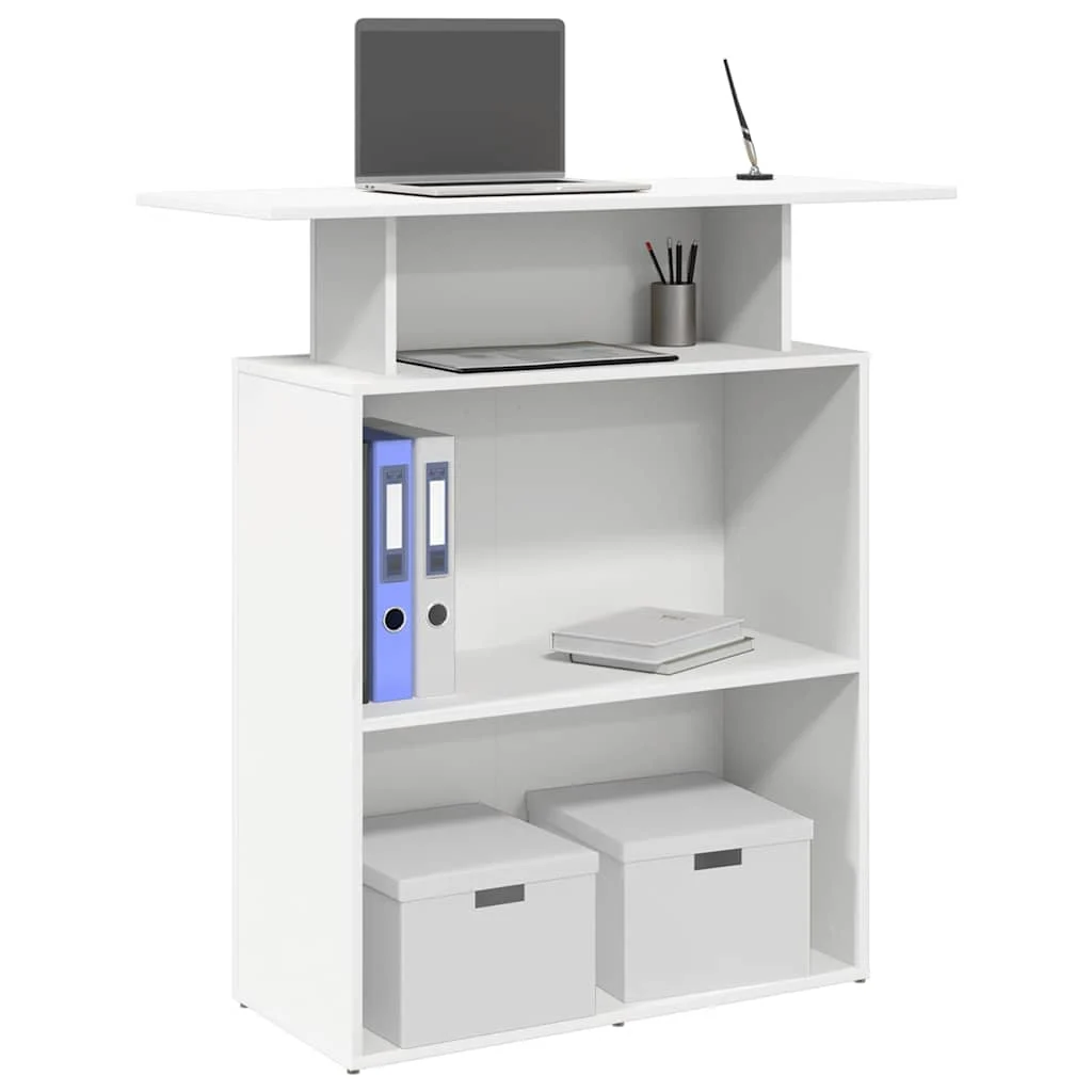 Bureau de réception 100 x 40 x 104 cm blanc bois d'ingénierie – vue d’ensemble