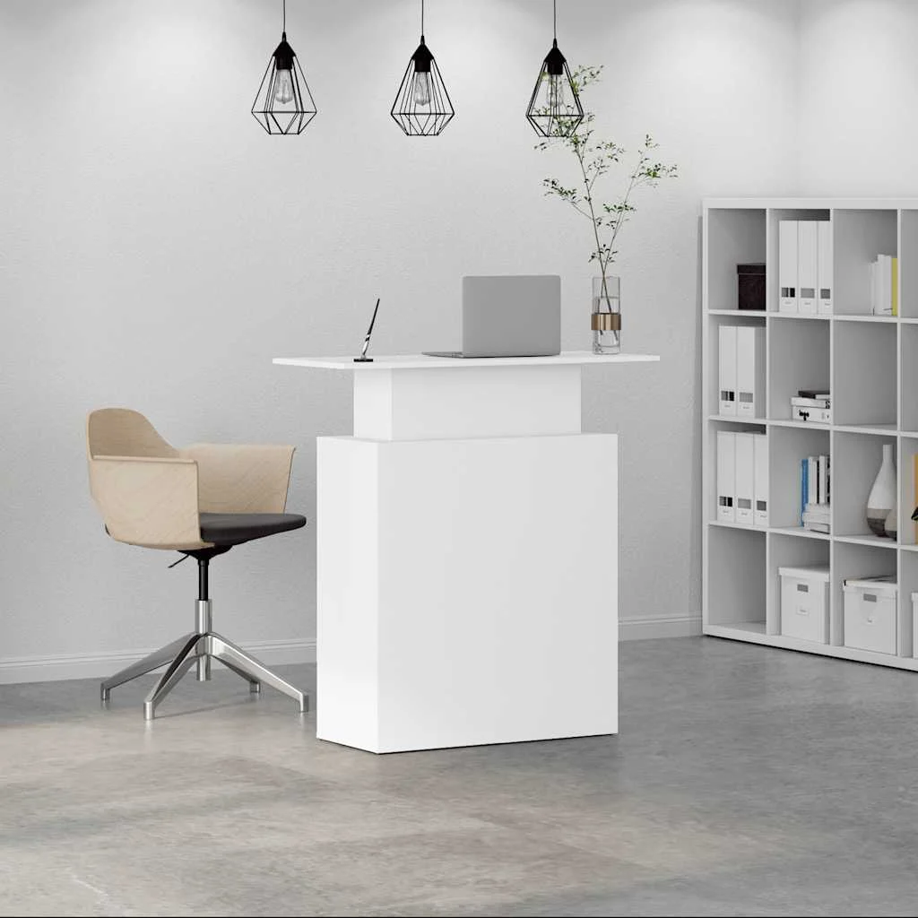 Bureau de réception 100 x 40 x 104 cm blanc bois d'ingénierie – vue de détail