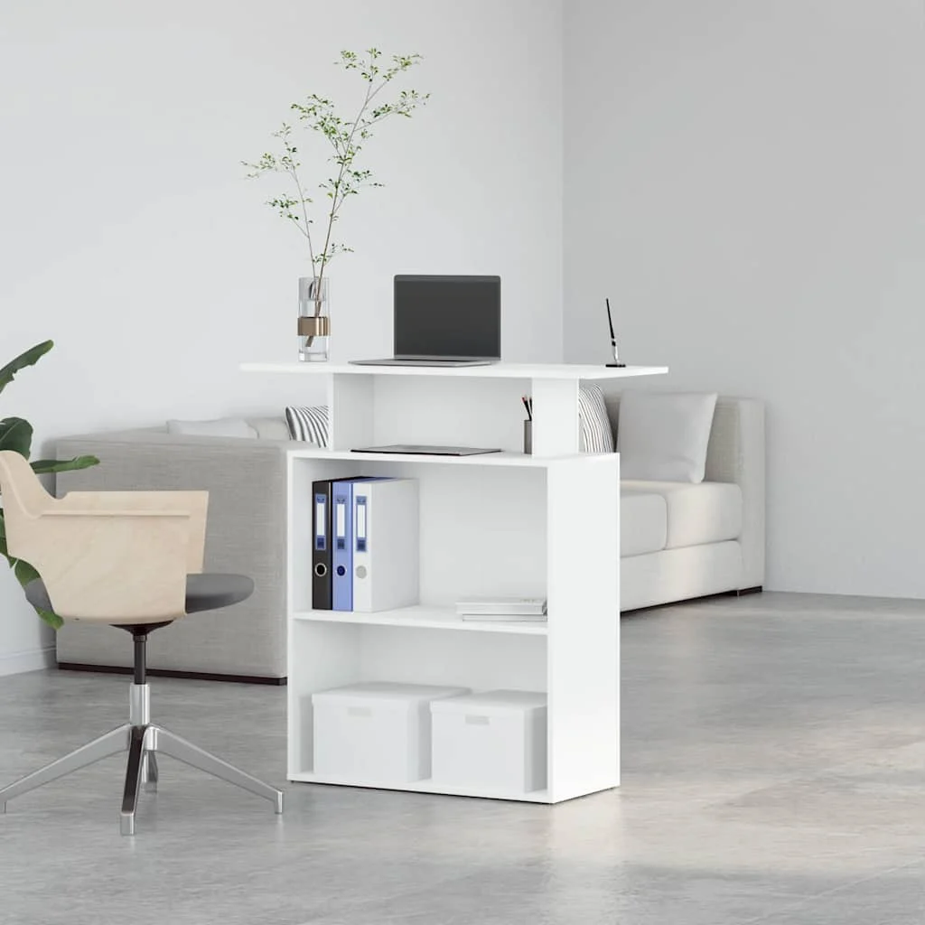 Bureau de réception 100 x 40 x 104 cm blanc bois d'ingénierie – vue en situation