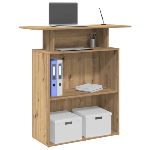 Bureau réception 100 x 40 x 104 cm chêne artisanal bois d'ingénierie – vue d’ensemble