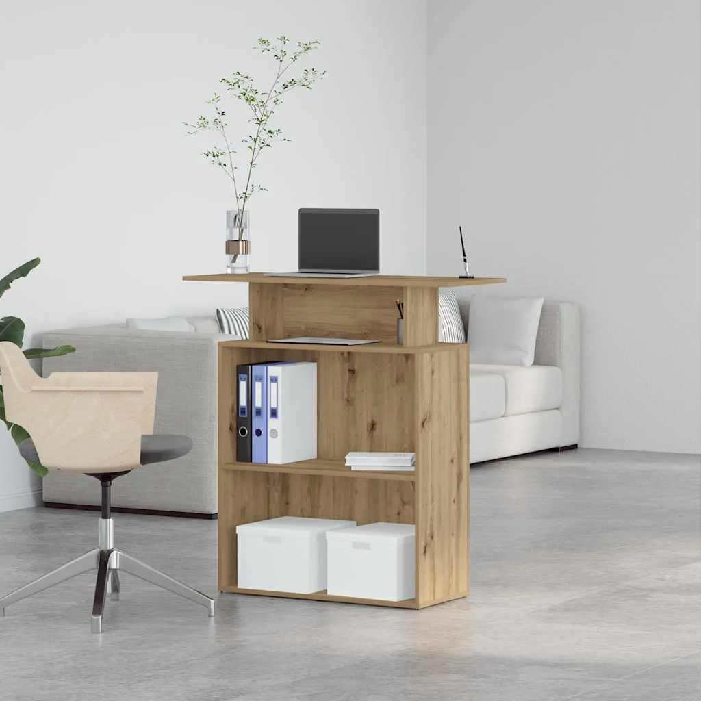 Bureau réception 100 x 40 x 104 cm chêne artisanal bois d'ingénierie – vue en situation