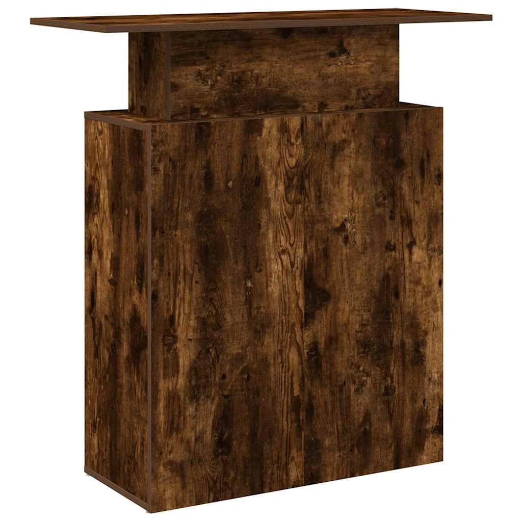 Bureau de réception 100 x 40 x 104 cm chêne fumé bois d'ingénierie – vue de dos